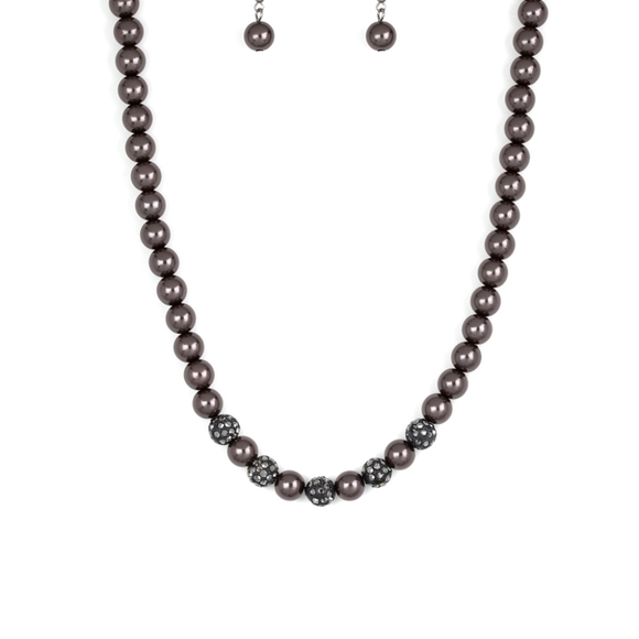 Necklace black with matching earrings w/bling